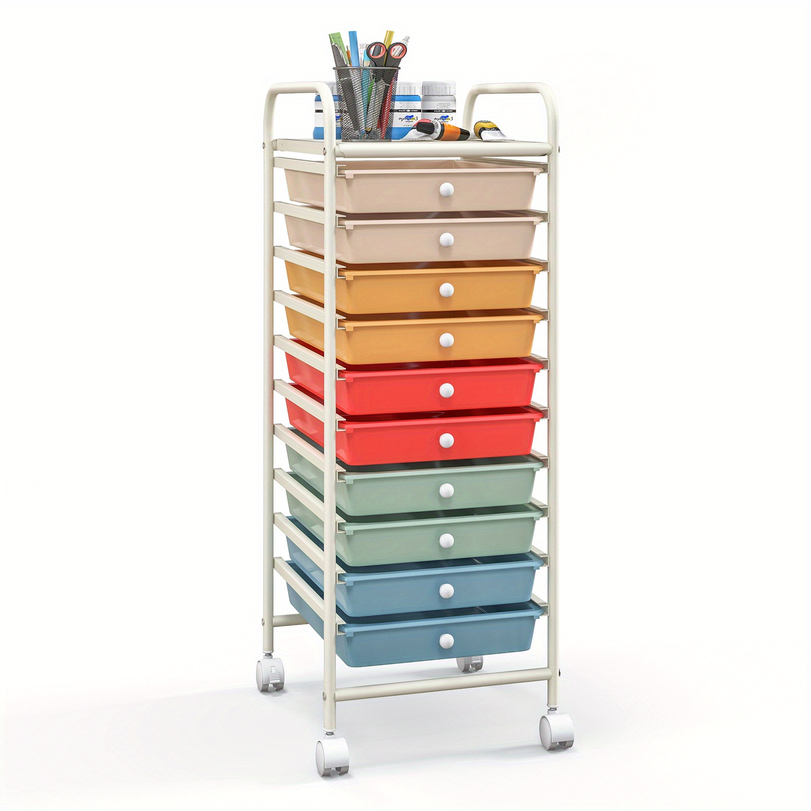 

Safstar 10 Drawer Rolling Storage Cart Paper Office School Organizer Macaron