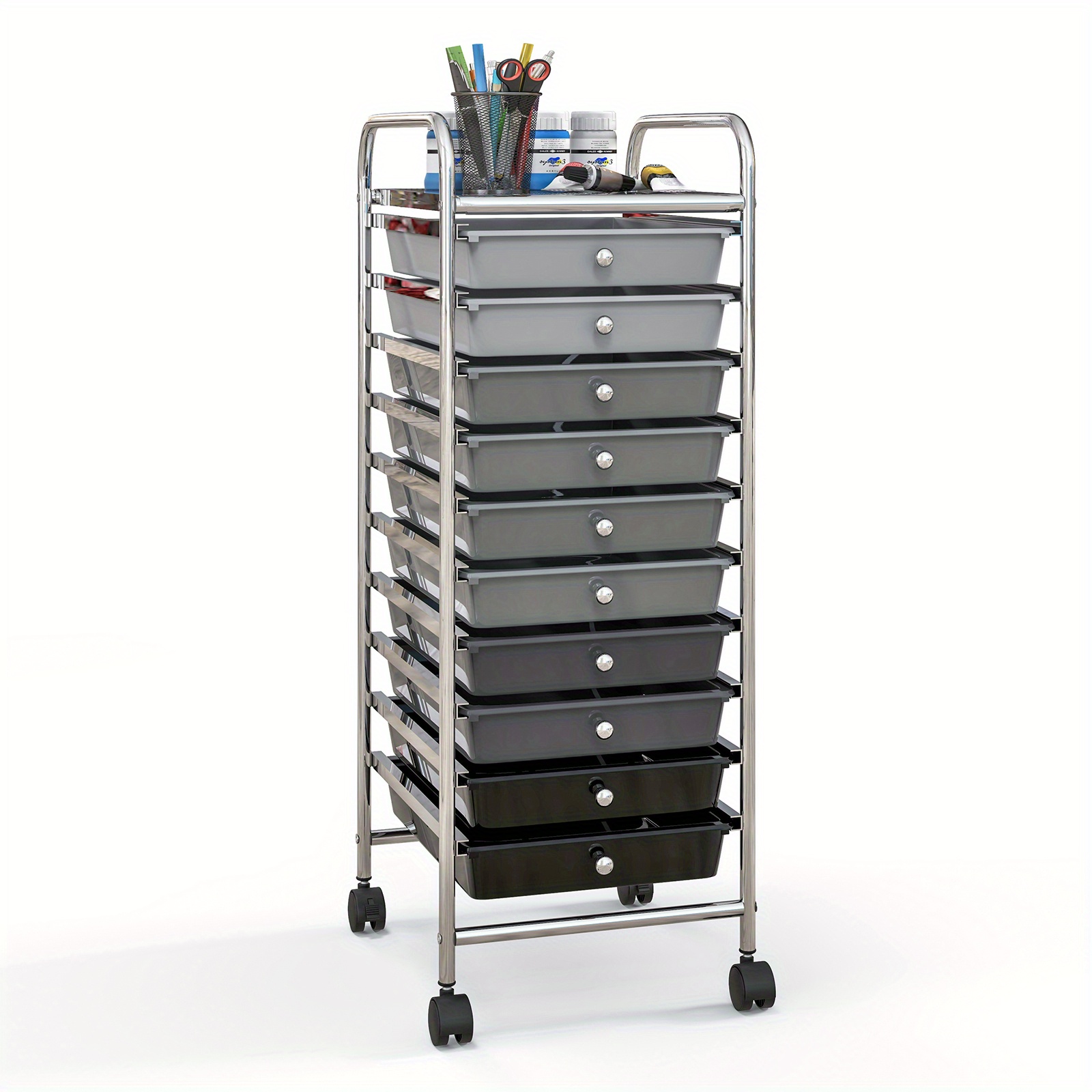 

Safstar 10 Drawer Rolling Storage Cart Scrapbook Paper Office School Organizer Black