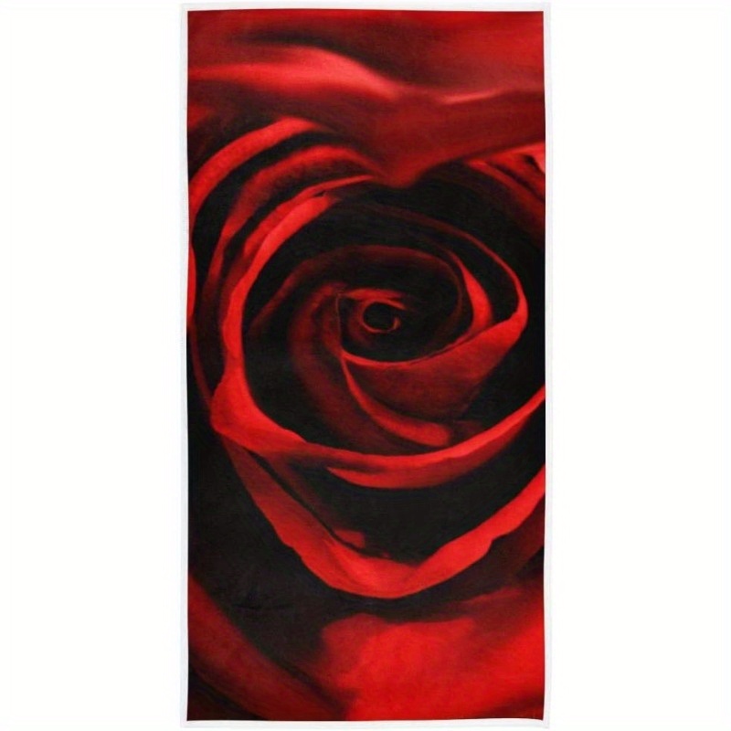 

Jit 1 Pieces Red Rose Hand Towel Wedding Anniversary Towel Face Wash Bathroom Towel Dish Towel Decoration Valentine's Day 18x26 Inches