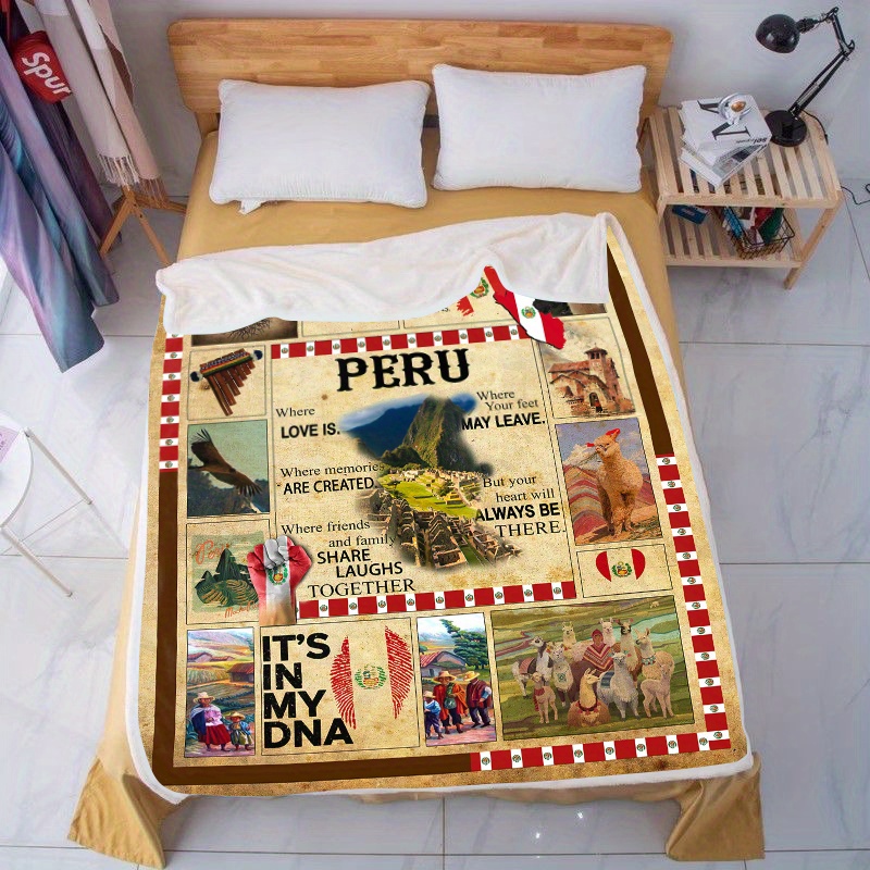 

Peruvian Love And Memories Fleece Throw Blanket - 51"x59" - Perfect Gift For Travelers And Lovers Of Peru