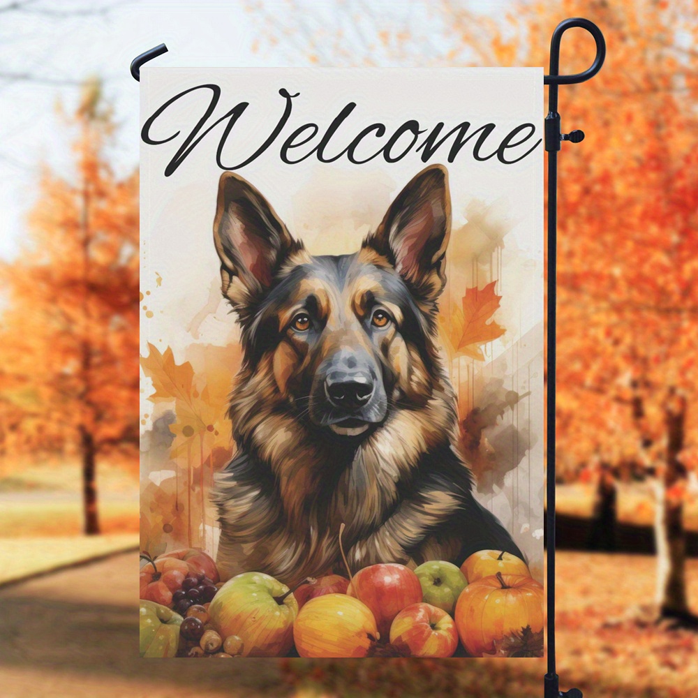 

Festive Fall German Shepherd Welcome Garden Flag - 12x18in, Double Sided, No Flagpole, Resistant To Weathering, Perfect For Thanksgiving And Holiday Decor