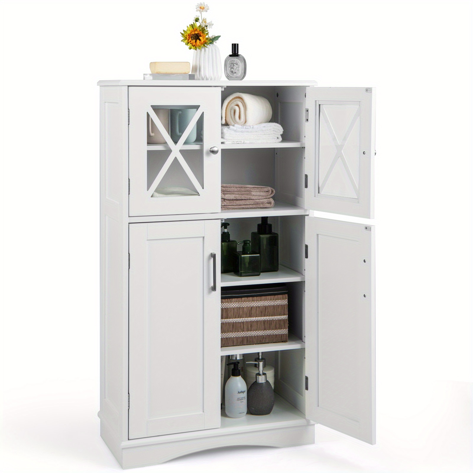 

Costway Bathroom Storage Cabinet Linen And Adjustable Shelves