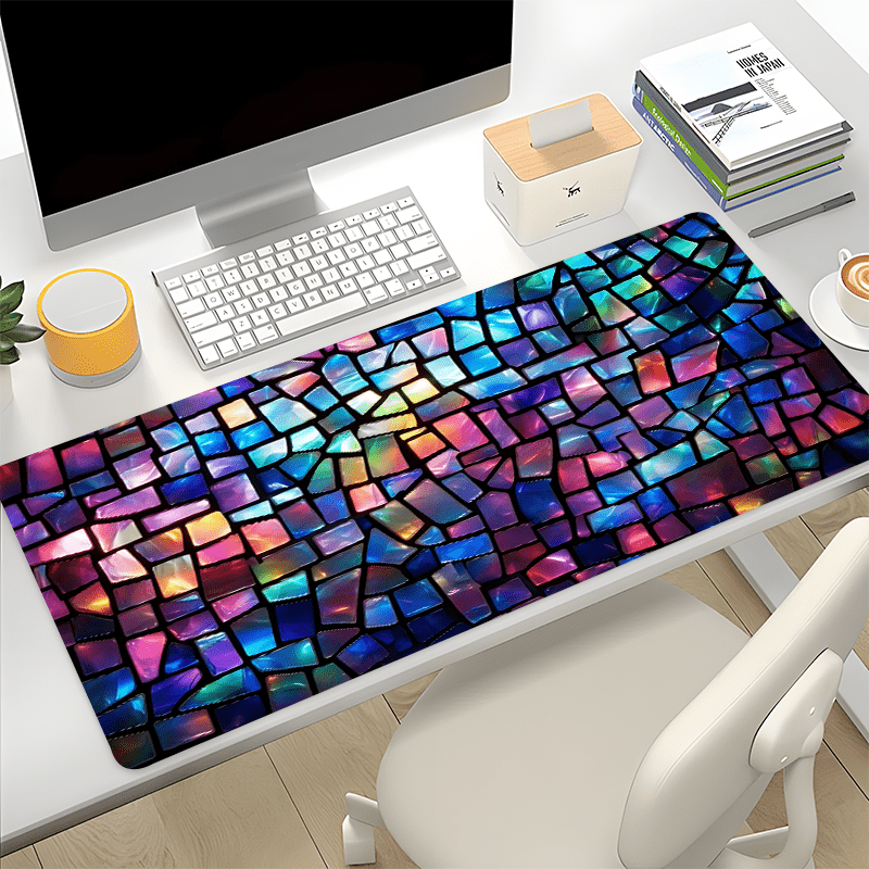 

Colorful Glazed Cube Large Game Mouse Pad - Non-slip Rubber Desk Mat For Computer, 35.4x15.7in - Perfect Gift For Office Lovers