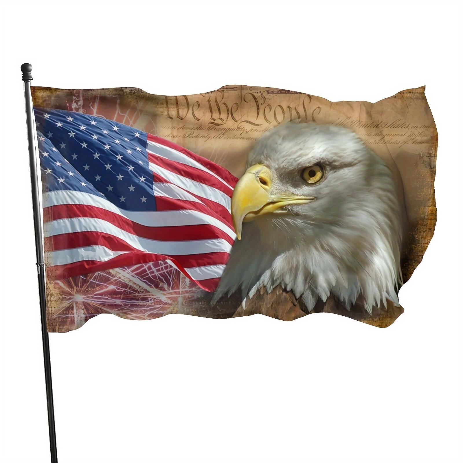 

Vintage American Flag With Eagle Design - 5ft X 3ft (150cm X 90cm) - Outdoor Garden Flag - No Electricity Required - Polyester Material