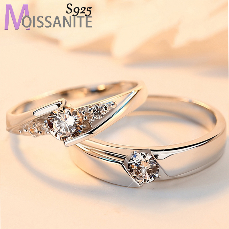 

925 Moissanite Couple , 1 Weight, - , Unisex Jewelry For Engagement, , , , For Women Box Included