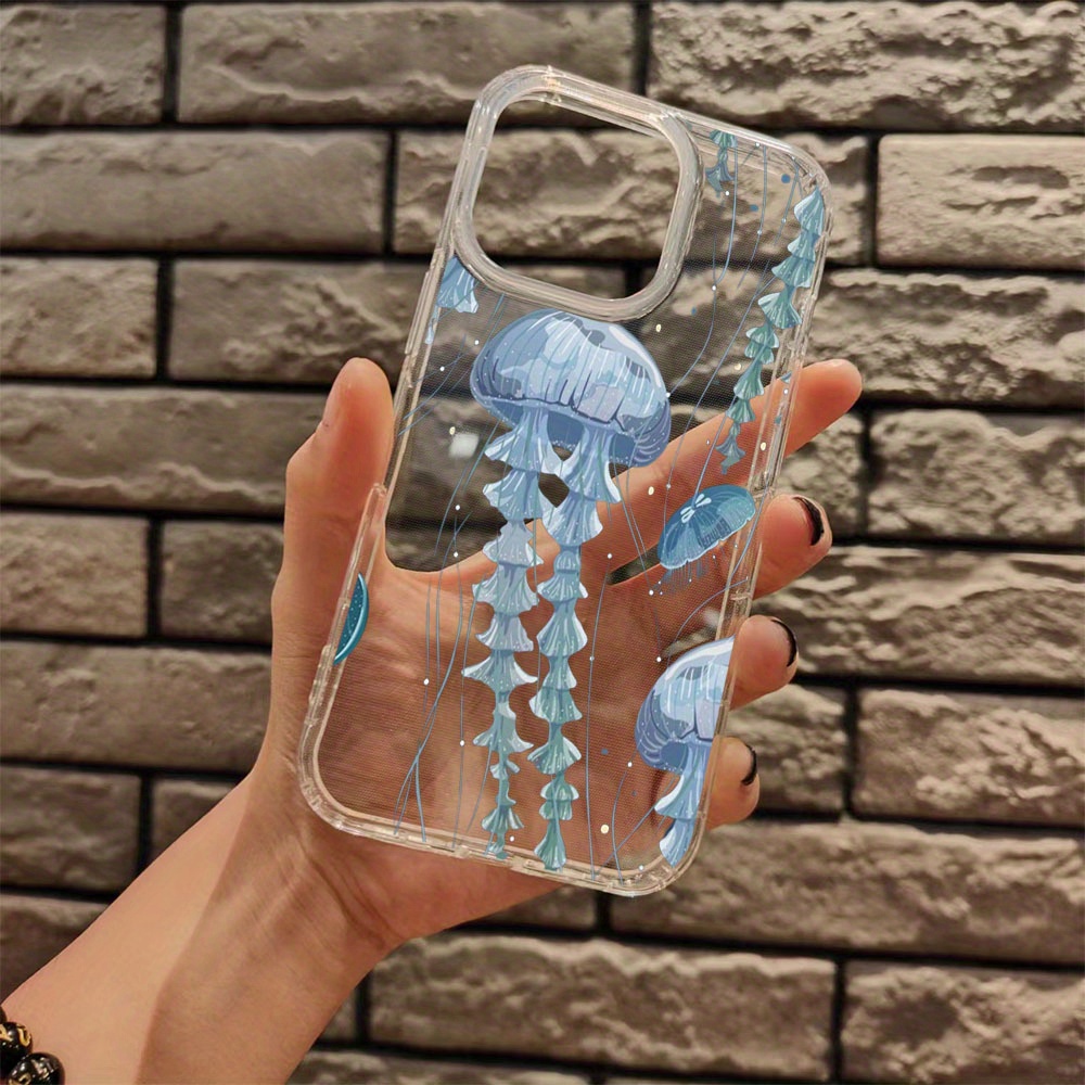 

Clear Blue Jellyfish Phone Case Cute Sea Animals For 11 12 13 14 15 Pro Max Plus Xr Phone Case Tpu Protective Cover Best Gifts For Women Friends Girlfriend