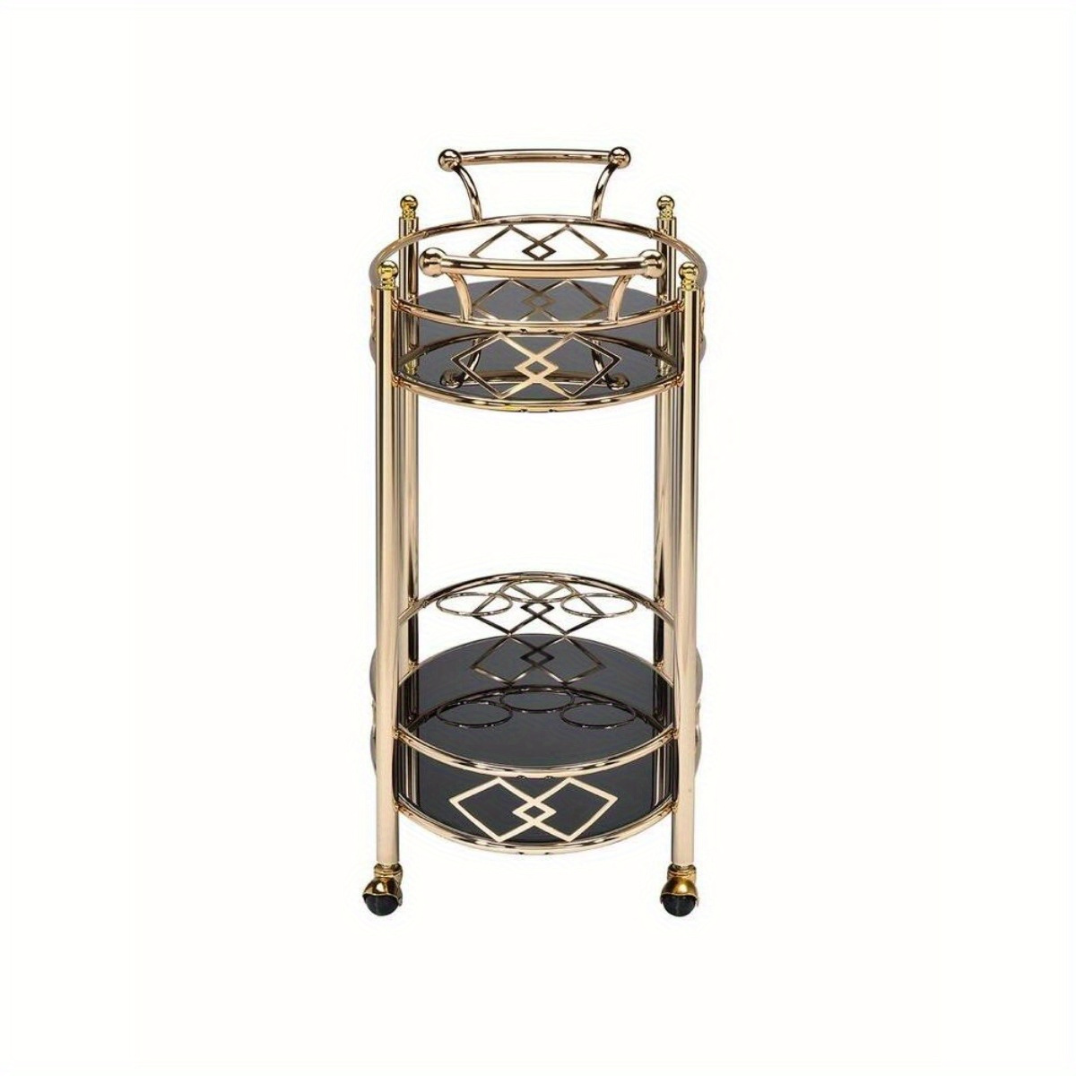 ACME Ottesen Serving Cart - Golden & Black Glass Luxury Bar Cart