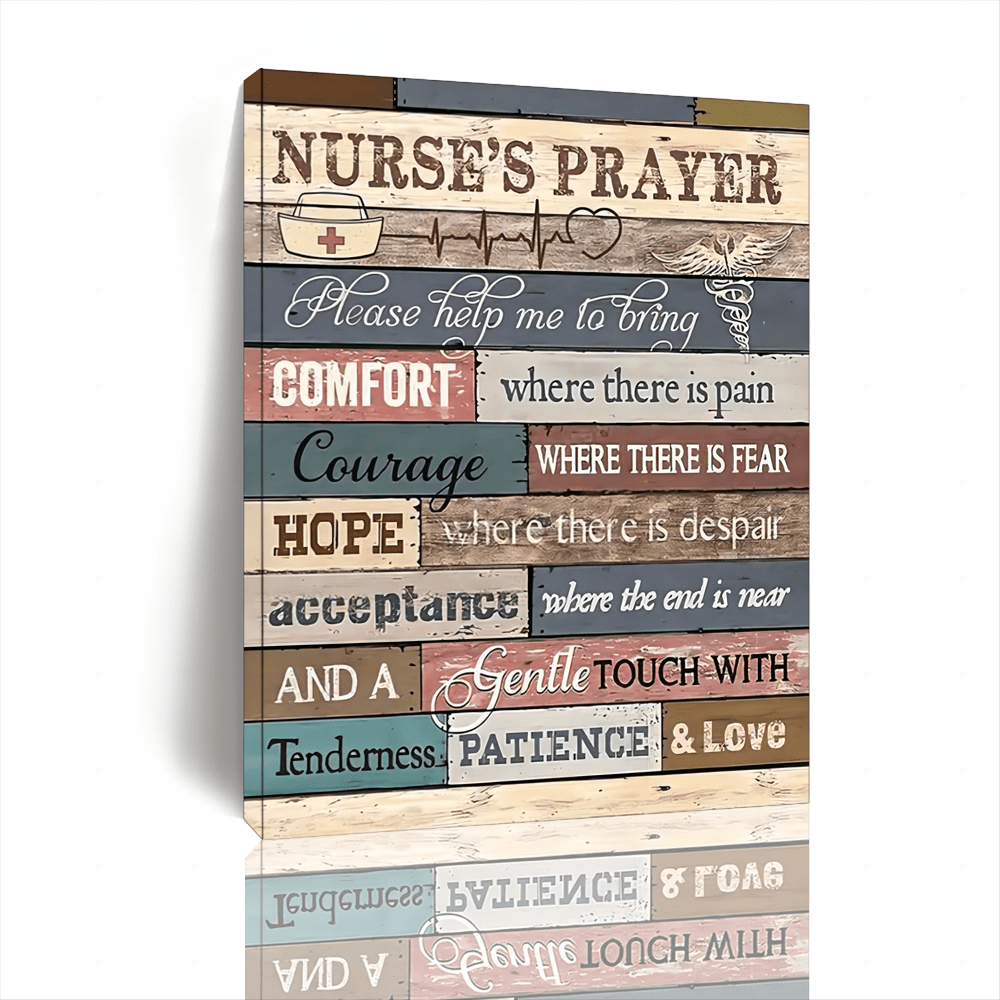 

1pc Wooden Framed In This Office Nurse Office Wall Art Nurse's Prayer Pictures Wall Decor Medical Staff Inspirational Quotes Nurse Gifts Canvas Prints Painting Modern Home