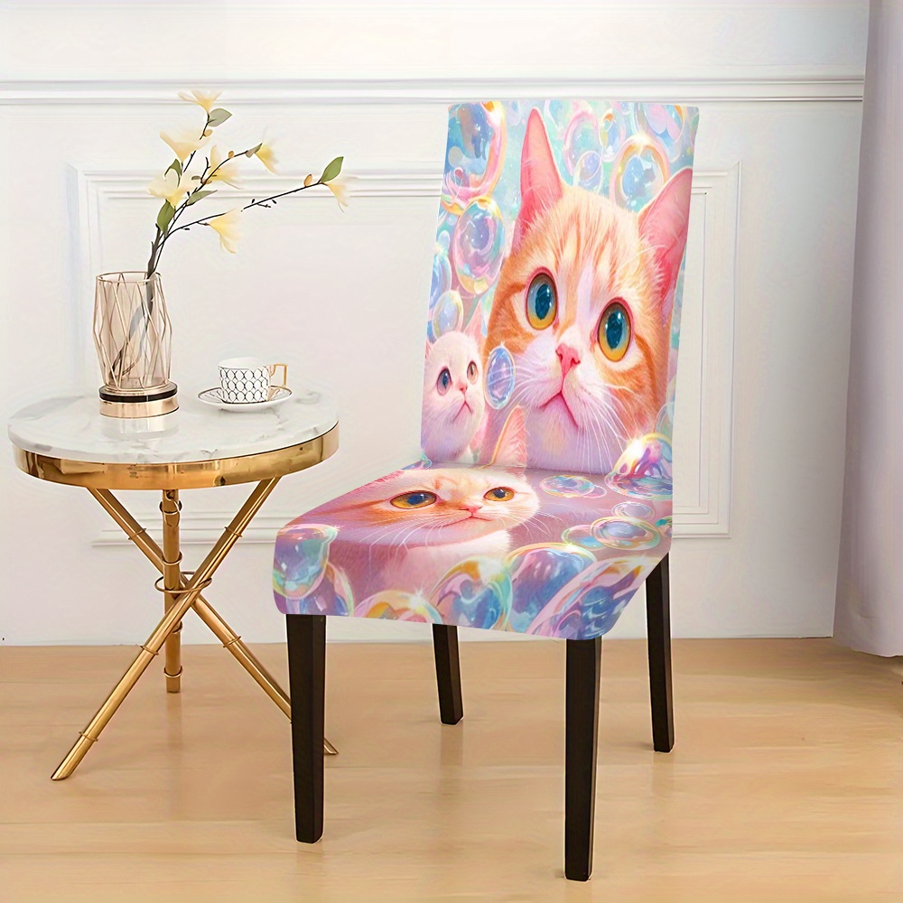 

Jit, 2/4/6pcs Creative Cat Pattern, Chair Sofa Cover, Dining Chair Cover Elastic Chair Backrest All-in-one Four-season Universal Chair Set For Home Use