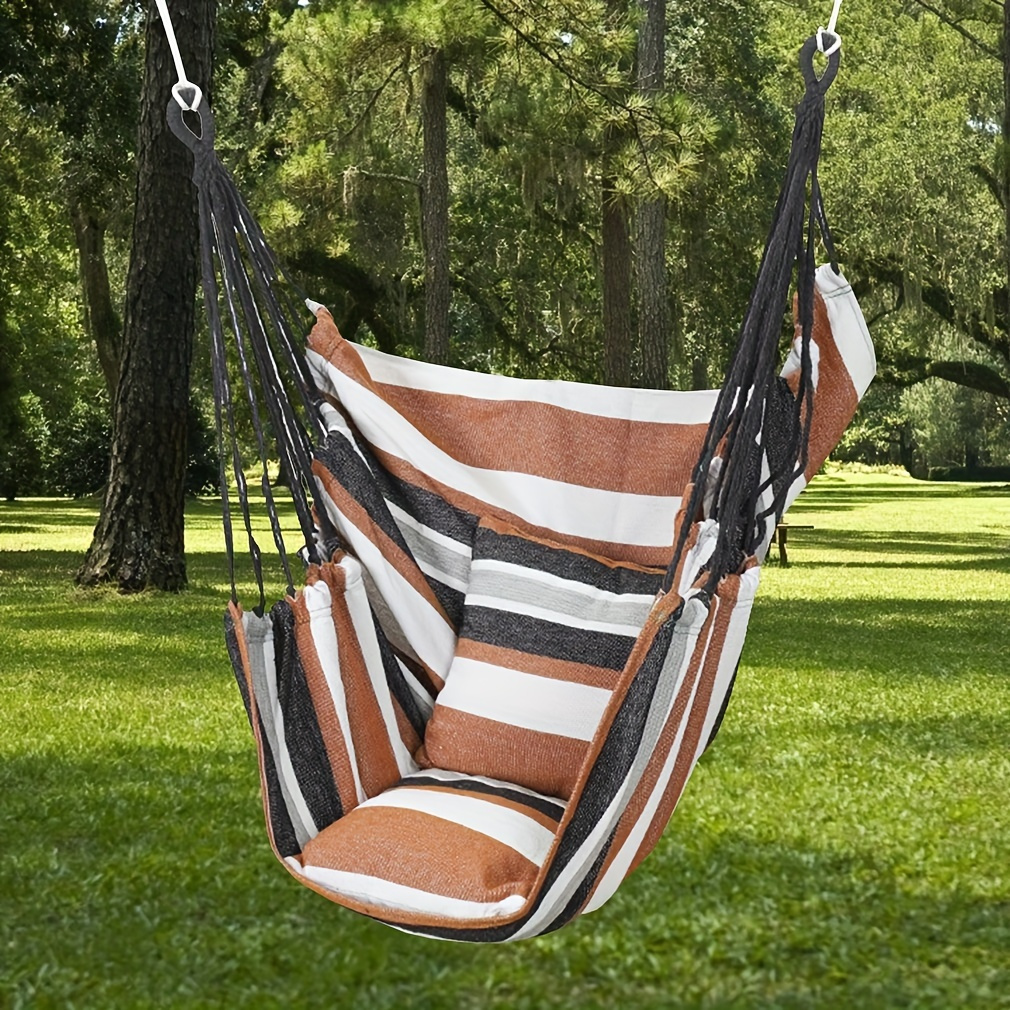 

1pc Cotton Hammock Chair For Indoor And Outdoor Use, Comfortable And Durable Portable Swing Chair For Patio, Garden, Yard, And Porch - Power-free Easy Install Hanging Chair