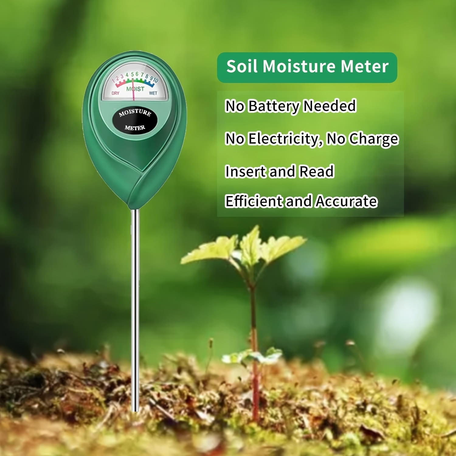 

Moisture Meter - Battery-free, -to-use Watering For & Use, Plastic, For