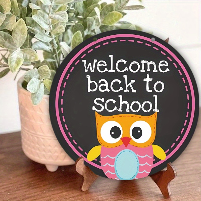 

1pc 5.9 Inch Round Acrylic Welcome Back To School Sign - Art Deco Style Owl Classroom Wall Hanging Decoration, Teacher Gift - No Electricity Needed, Multipurpose Use