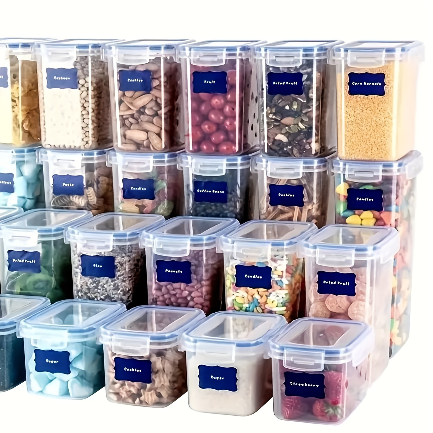 36pcs Food Storage Container Labels with Pen - Glue-Free, Self-Adhesive, Blackboard Sticker for Spices, Cheese, and More - Kitchen Accessories