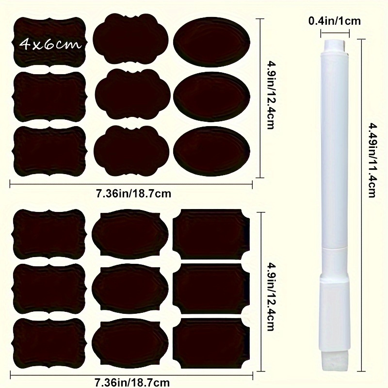 36pcs Food Storage Container Labels with Pen - Glue-Free, Self-Adhesive, Blackboard Sticker for Spices, Cheese, and More - Kitchen Accessories