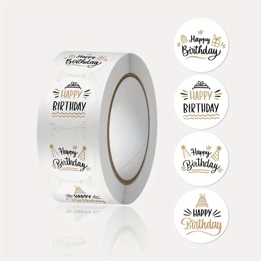 

500pcs Happy Birthday Stickers - 1-inch Round Matte Finish Paper Seals For Gifts, Envelopes, Cards - Single Use Party Labels For Wrapping, Stationery, Favor Decoration - Adhesive Birthday Sealing Tags