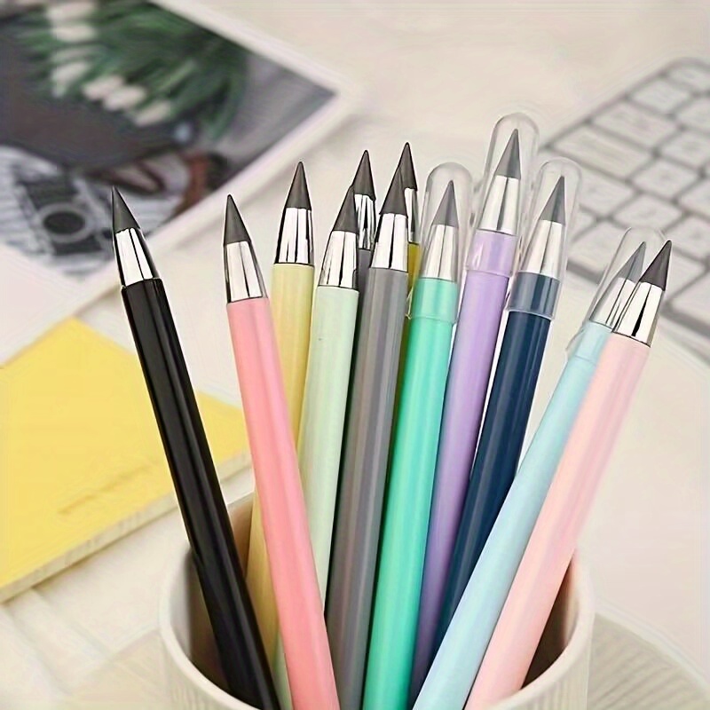 

1pc Crayon de Taille avec Gomme - Outil d'Écriture Créatif et en Couleurs Assorties (, Vert, Rose) - Idéal pour Étudiants &