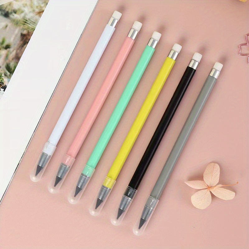1pc Pencil that Never Runs Out Without Sharpening, Black Technology with Eraser, Macaron Color, Durable and Creative Pencil