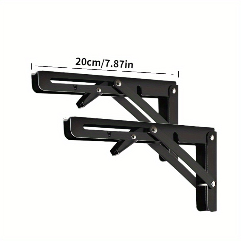 TEMU 2pcs Heavy Duty Adjustable Folding Rack Brackets - 90° Collapsible Wall Mount With Industrial Iron Hardware, - Steel