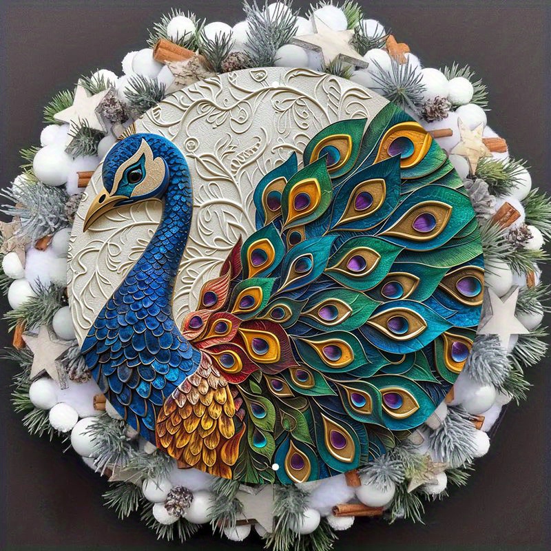

Aluminum Peacock Wall Decor Sign - 1pc, 8 Inch Circular Metal Art, Weather-resistant Outdoor Plaque, Hd Printed Bird Theme, Home & Garden Decorative Panel With Pre-drilled Holes, Linda Design - Xb146