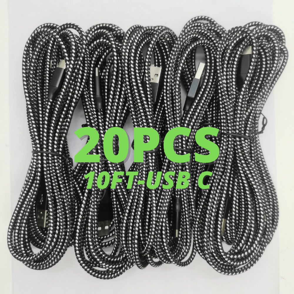 

20x 10ft Usb C Fast Charging Cable Lot For Samsung Android Type C Charging Cord