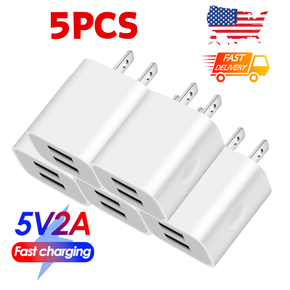 

5x Usb Charger Wall Plug Charger Dual Block Adapter 10w Cube Lot For Samsung