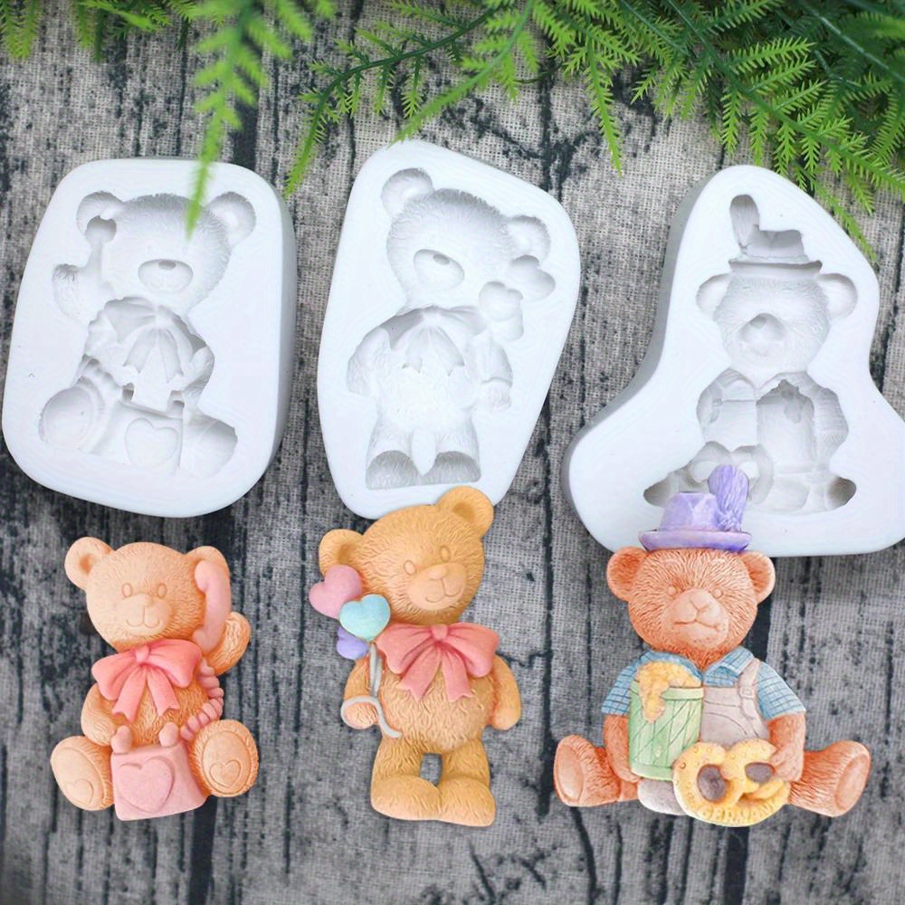 

3d Bear Silicone Mold For Cake Decorating -, Fondant, Chocolate, And Candy Crafts - Ideal For Birthday & Wedding Celebrations