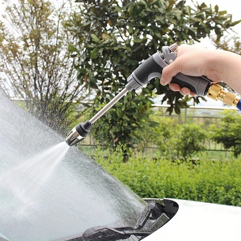 

1pc Portable High Pressure Water Gun: Car Washer, Garden Watering Hose, Water Spray, Foam Nozzle For Cars, Home, And Garden Use - Manual Energy Source