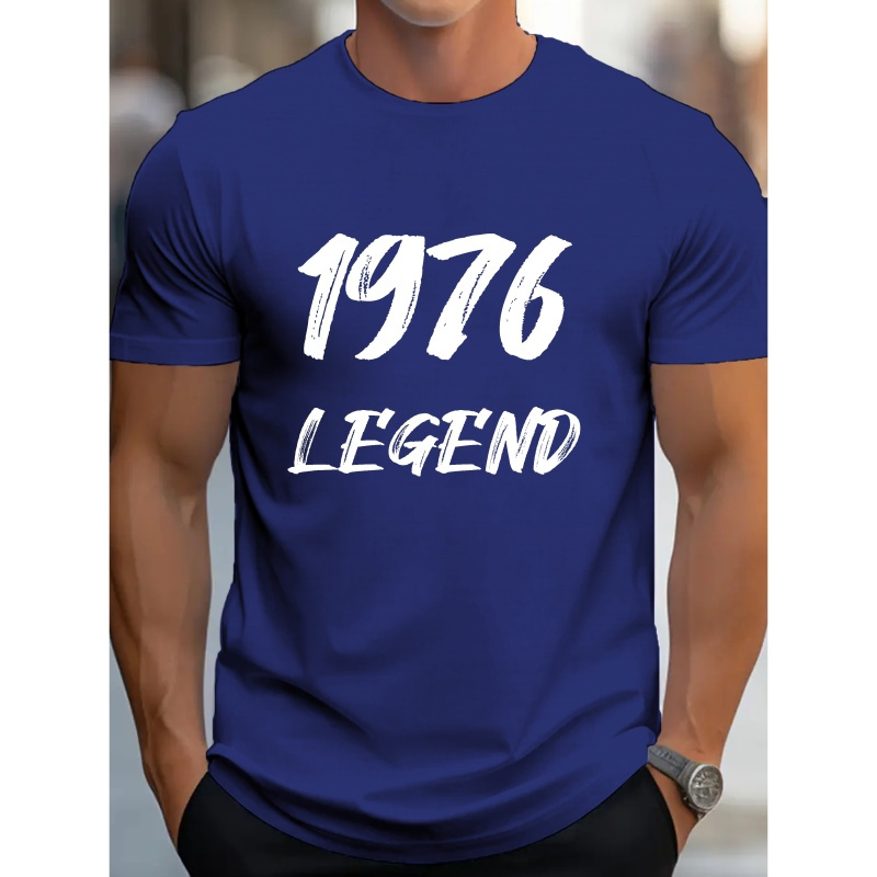 

Trendy 1976 Legend Graphic Print Men's Creative Top, Casual Short Sleeve Crew Neck T-shirt, Men's Clothing For Summer Outdoor
