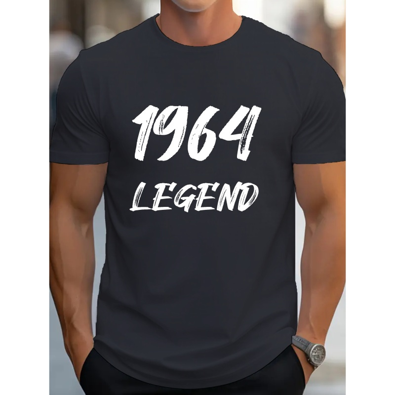 

Impression graphique Legend 1964, haut créatif pour homme, t-shirt décontracté à manches courtes et col rond, vêtements pour homme pour l'été en plein air.