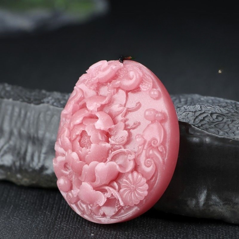 

Pink Phoenix Goddess Style Su Jishi Pendant - Natural Stone, No Plating, Bohemian Style