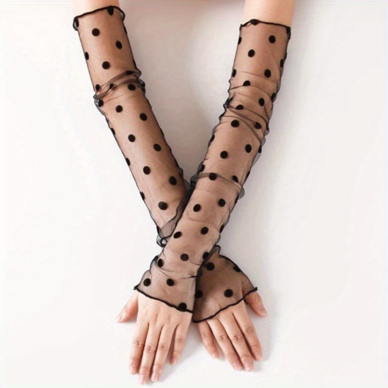 TEMU 2pcs/set New Mesh Ice Sleeves For Women, Summer Lace Thin Long Sleeve Cycling Gloves, Driving Arm Sleeves