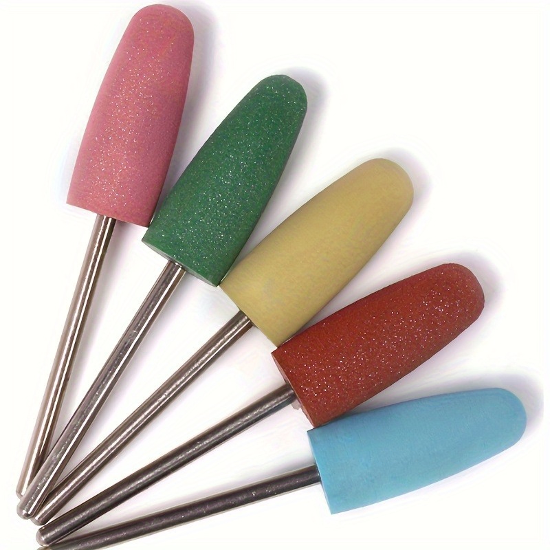 5pcs Low-allergy Professional Nail Drill Bits & Burr Heads - Triangular Rotary Drill With // Grit Coarse/fine/medium Files Suitable For Nail Manicure, Cuticle Clean, Foot & - For Skin