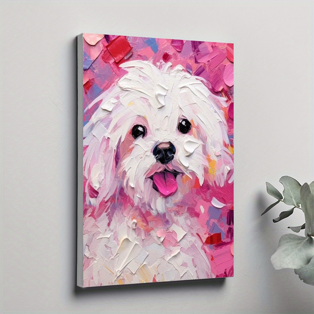 

1pc Vibrant Wooden Wall Art - Dog In , Abstract Background Canvas Print With Hanging Hardware - Ideal For Living Room, Office Decor, Perfect Gift For Birthdays, Day, Easter, Dog Decor