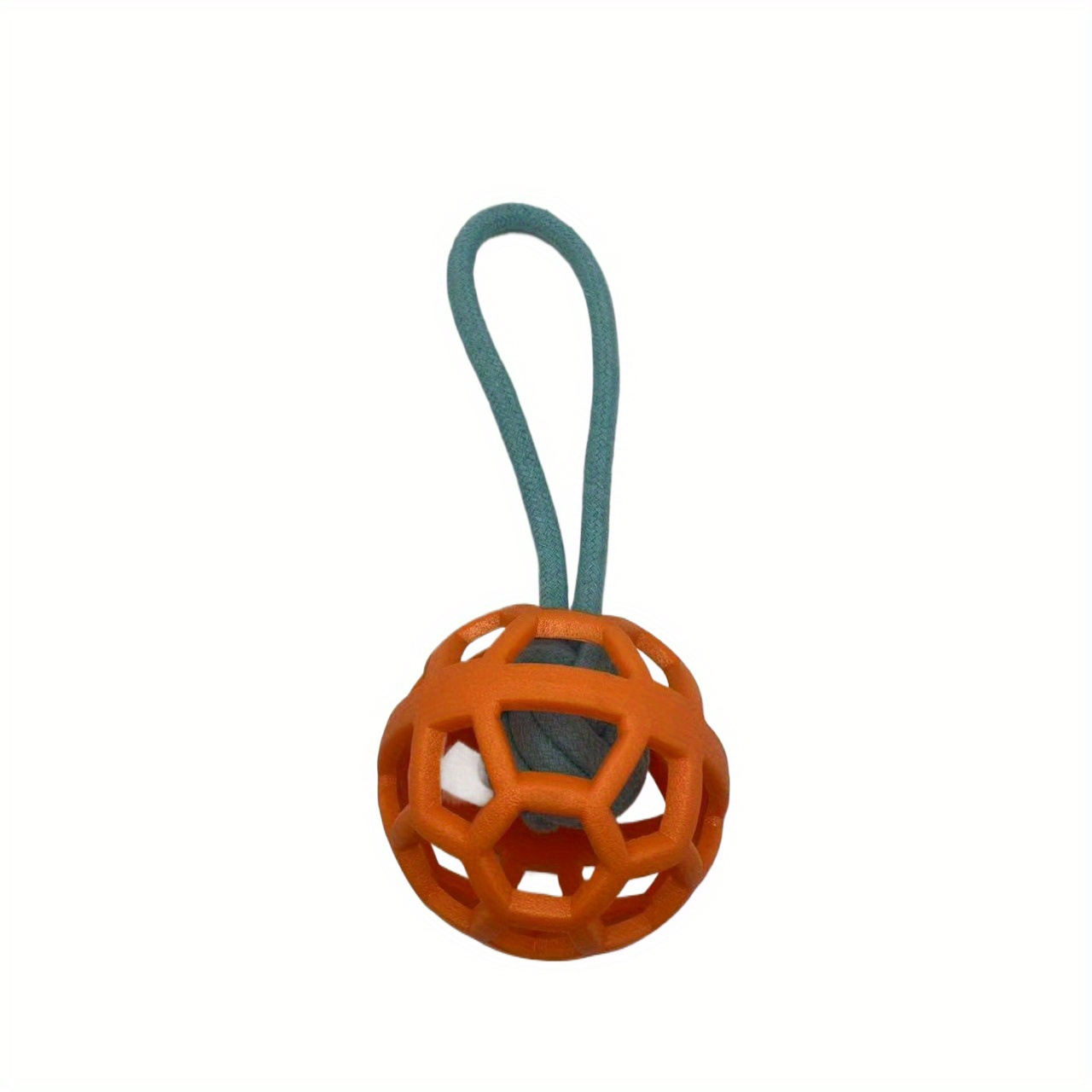 1pc Durable Tpr Chew-resistant Dog Chew Ball With Braided Rope Handle - Hollow Teeth Cleaning & Training Toy For All Dog Breeds, High Elasticity Ball For , Dog Chew Toy, Design