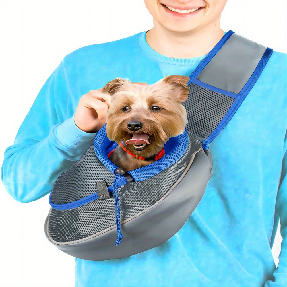 

Pet Sling Carrier - Small Dog Puppy Cat Carrying Bag Purse Pouch - For Pooch Doggy Doggie Yorkie Chihuahua Baby Pug - Travel Front Backpack Chest Body Holder Pack To Wear (blue)
