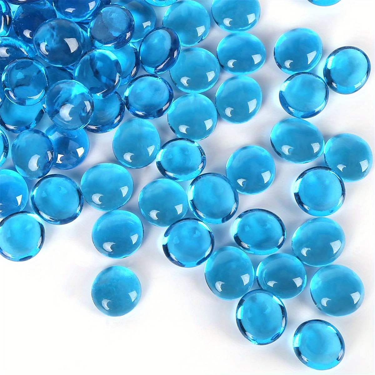 

40pcs/pack Aqua Blue Transparent Glass Flat Beads Mosaic Patches Diy Handicraft Materials Patches Garden Landscape Vase Decorative Beads - Glass Material