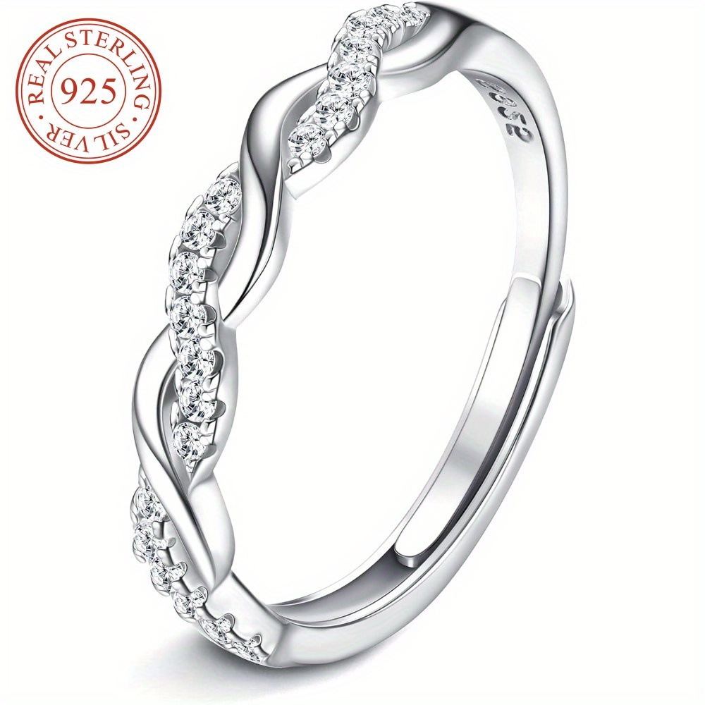 925 sterling silver ring women adjustable cubic - Temu