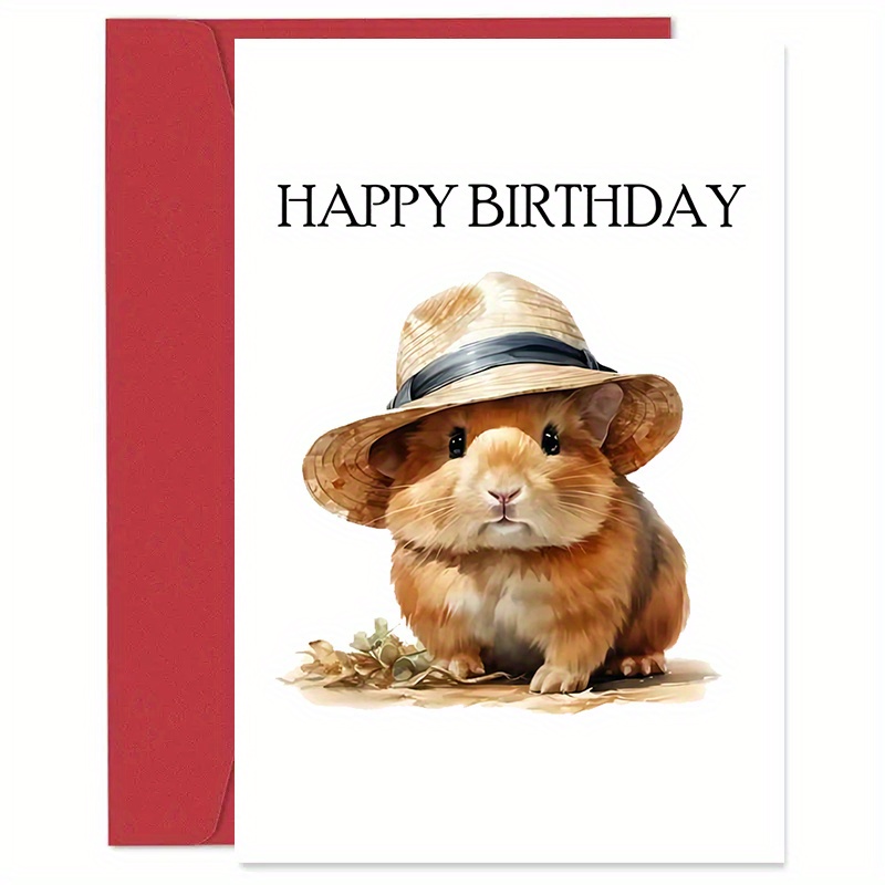 

1 Pc Funny Guinea Pig Birthday Card With Envelope - Cute Happy Birthday Greeting Card For Daughter - Whimsical Animal-themed Stationery (4.7" X 7.1")