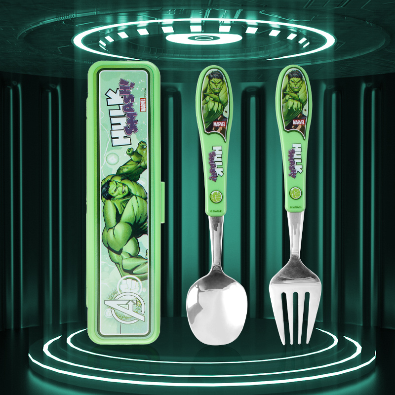 

Marvel's 2-piece Stainless Steel Fork & Spoon Set - Cute, Portable & Reusable Tableware With Gift Box - Perfect For Home, Outdoor, School, Camping - Ideal Christmas Or Birthday Present