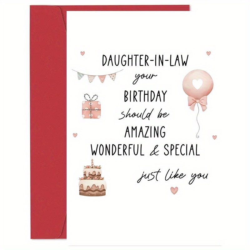 

1 Pc Daughter-in-law Birthday Card With Envelope, Heartfelt Greeting, Premium Paper, Emotional Birthday Wishes Card For Daughter (4.7" X 7.1")