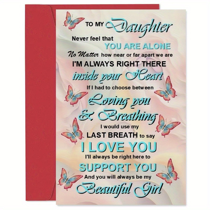 

1 Pc, Sentimental Birthday Greeting Card For Daughter, 4.7" X 7.1" With Envelope, Heartfelt Message, Ideal Gift For Girls Of All Ages - Perfect For Celebrating Milestones From 1 To 60 Years