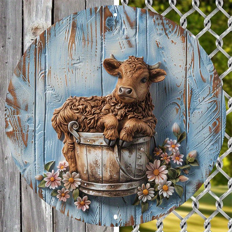 

Aluminum Round Metal Cow Art Sign Set, 1pc 8", Waterproof Weather-resistant Outdoor/indoor Decor, Pre-drilled Farm Animal Wall Hanging For Home, Garden, Dorm – Linda Design