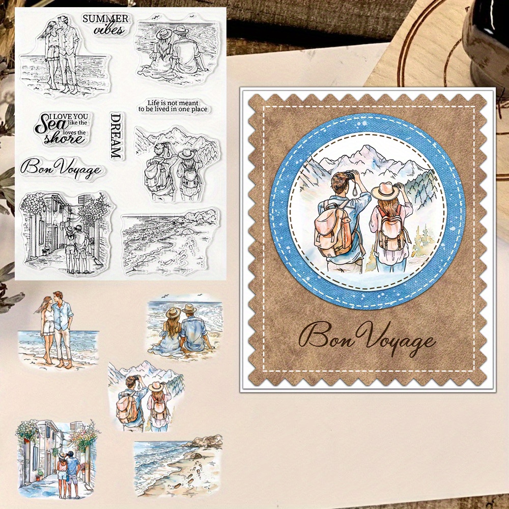 

Mangocraft Romantic Couple's Summer Holiday Clear Silicone Stamp For Diy Scrapbooking, Card Making & Album Decor