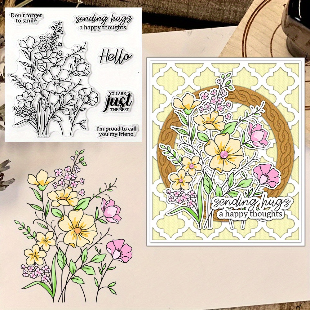 

Summer Days Floral Cutting Dies & Clear Stamp Set - Diy Scrapbooking, Card Making & Album Decorations By Mangocraft