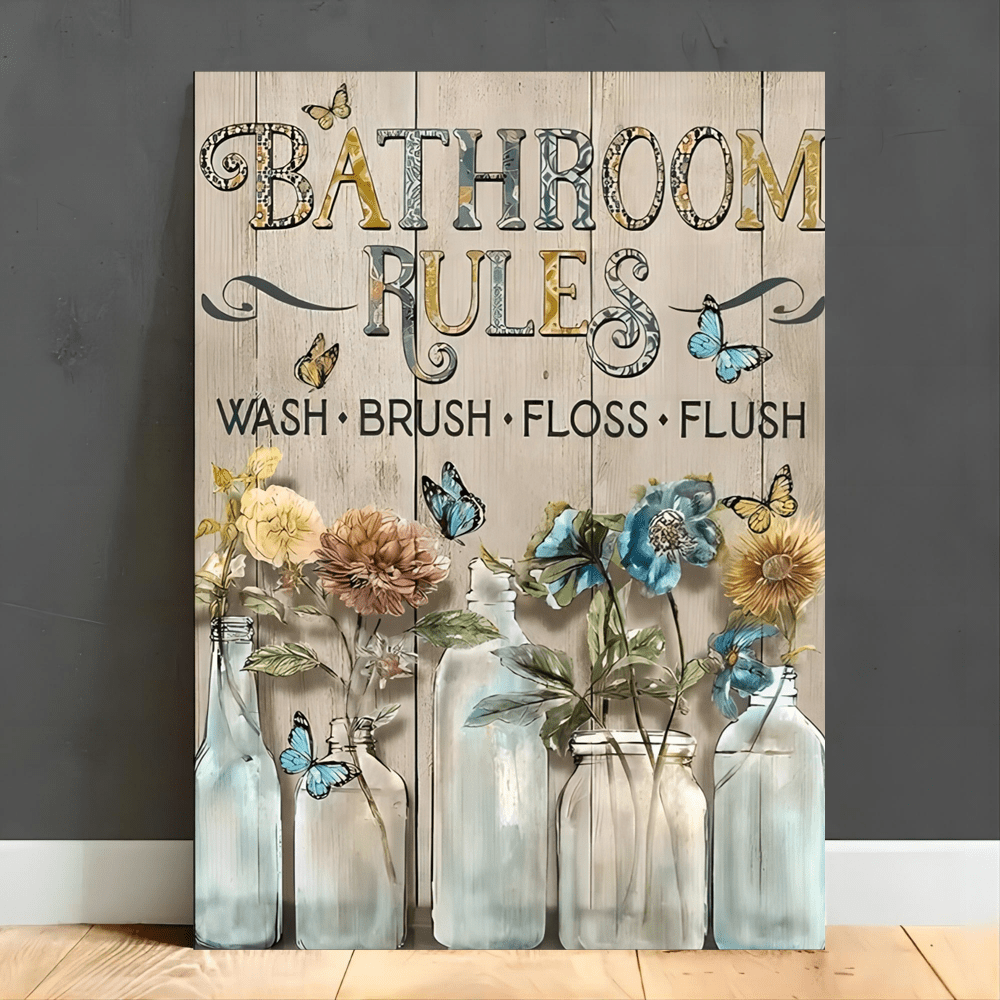 

1pc Wooden Framed Canvas Painting Farmhouse Bathroom Decor Wall Art Wall Art Prints With Frame, For Living Room & Bedroom, Home Decoration, Festival Gift For Her Him, Out Of The Box