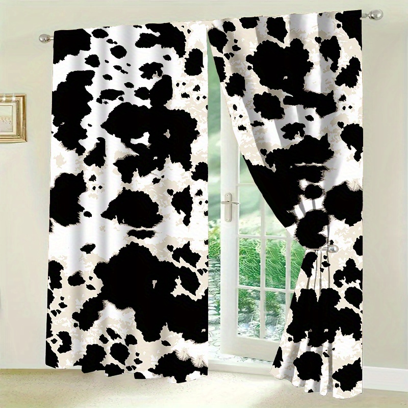 

Jit 2pcs Decorative Cow Print Door Curtains - Machine Washable, Fits Standard Door, No Lining, Cloud Pattern, Suitable For Bedroom