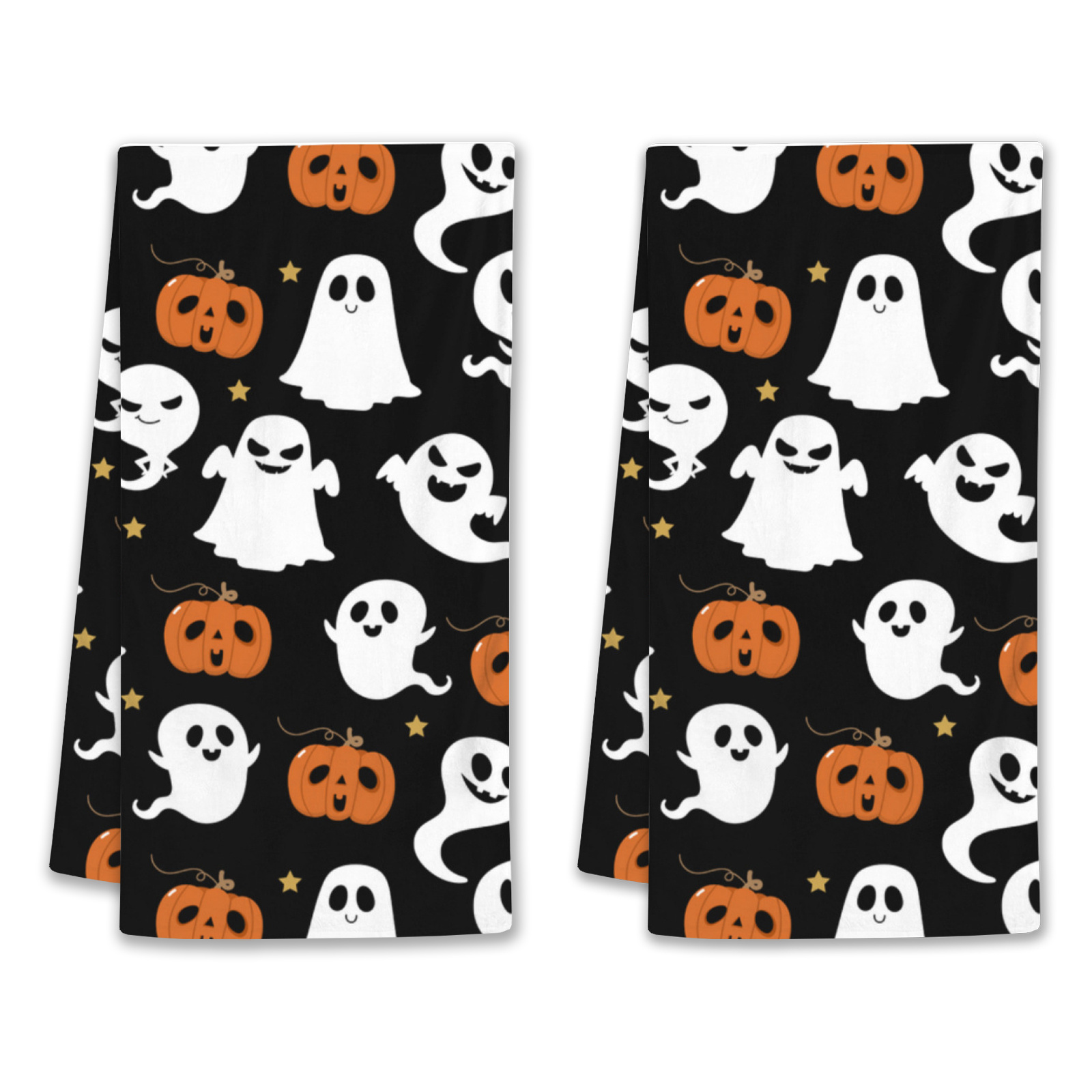 

2pcs, Hand Towels, Halloween Theme Kitchen Towels, Spooky Pumpkin And Ghost Design, Modern Polyester Dishcloth, Holiday Drying Cloth For Home Decor