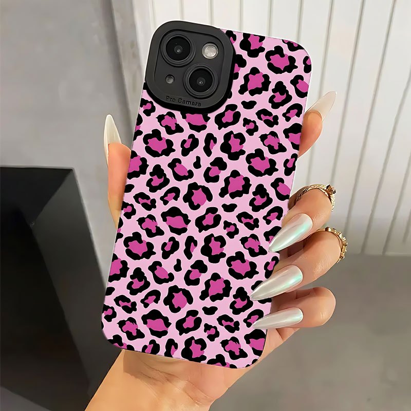 

Angel Eyes Soft Phone Case With Pink Leopard Print Pattern Phone Cover 360 Degree Full Protection For Iphone 11 12 13 14 Pro Max 15 Xr X/xs 7 8 Plus Se Mini For Smartphone