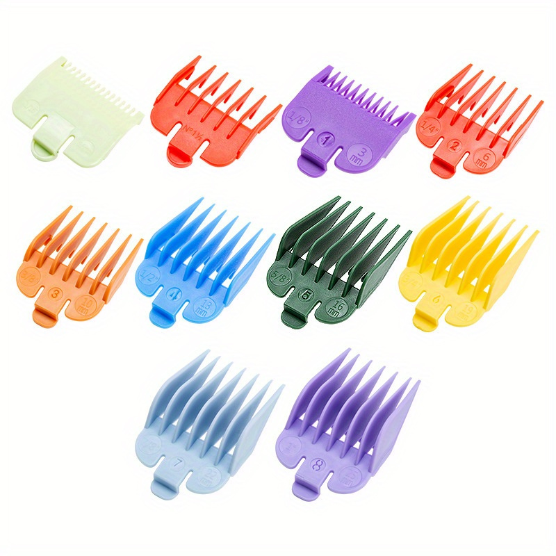 10pcs Set Plastic Push Clipper Limit Comb Electric Scissors Positioning Comb Oil Head Colorful Head Accessories Come Part Practical Convenient Tool