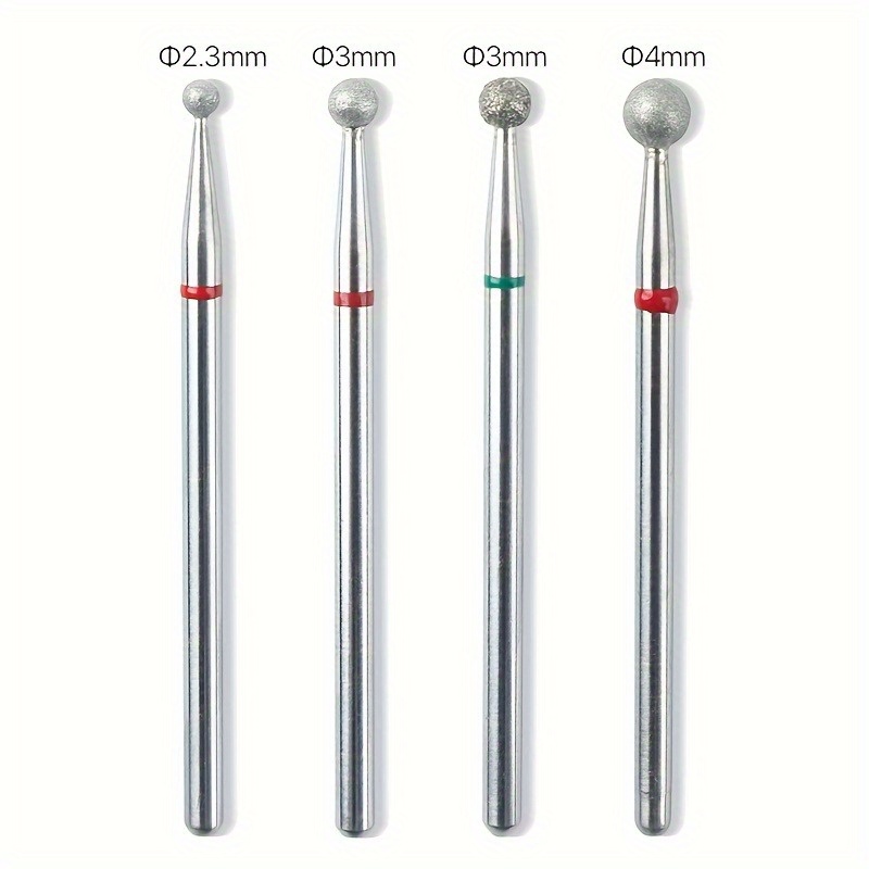 

4-piece Professional Nail Drill Bit Set, 3/32'' Cuticle Cleaner With Round Ball Head - Hypoallergenic Manicure & Pedicure Tool